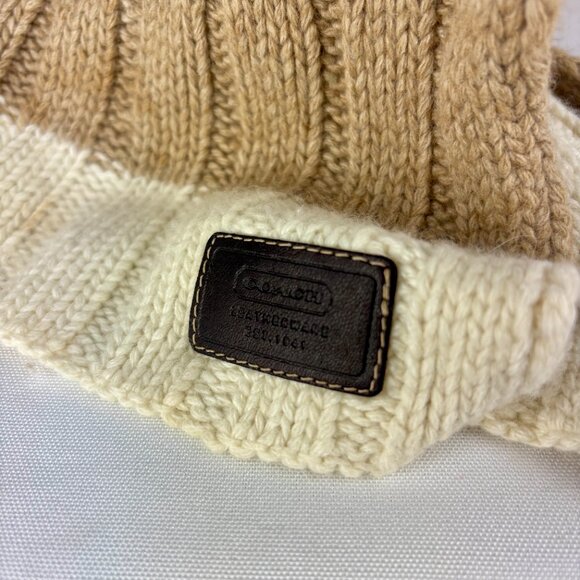Coach Scarf, Cashmere & Angora Knit with Leather Patch Vintage - Picture 4 of 8